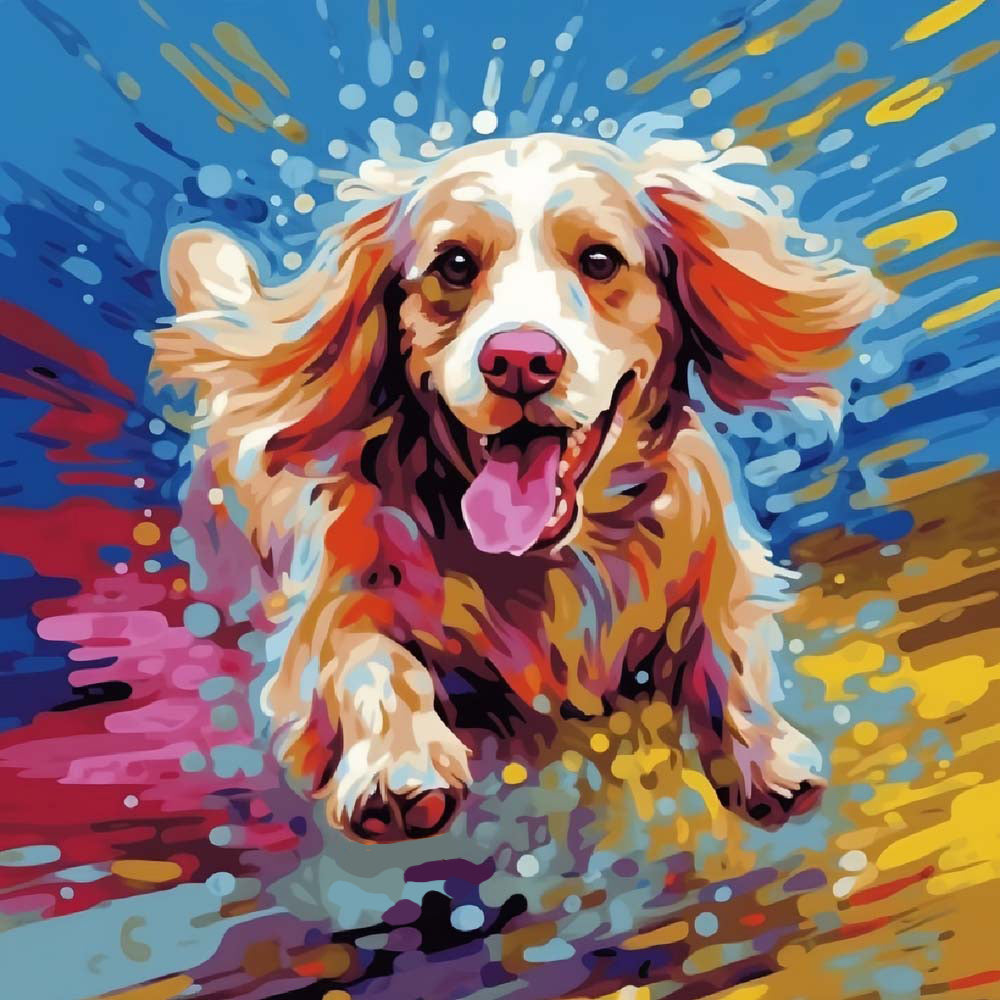 Glücklich laufender Hund Diamond Painting