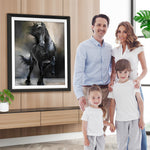 Glücklich laufendes schwarzes Pferd Diamond Painting