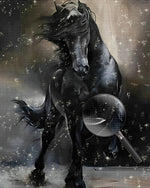 Glücklich laufendes schwarzes Pferd Diamond Painting