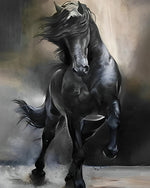 Glücklich laufendes schwarzes Pferd Diamond Painting