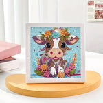 Glückliche Kuh und Blumen Mini-Kristallpünktchen Diamond Painting