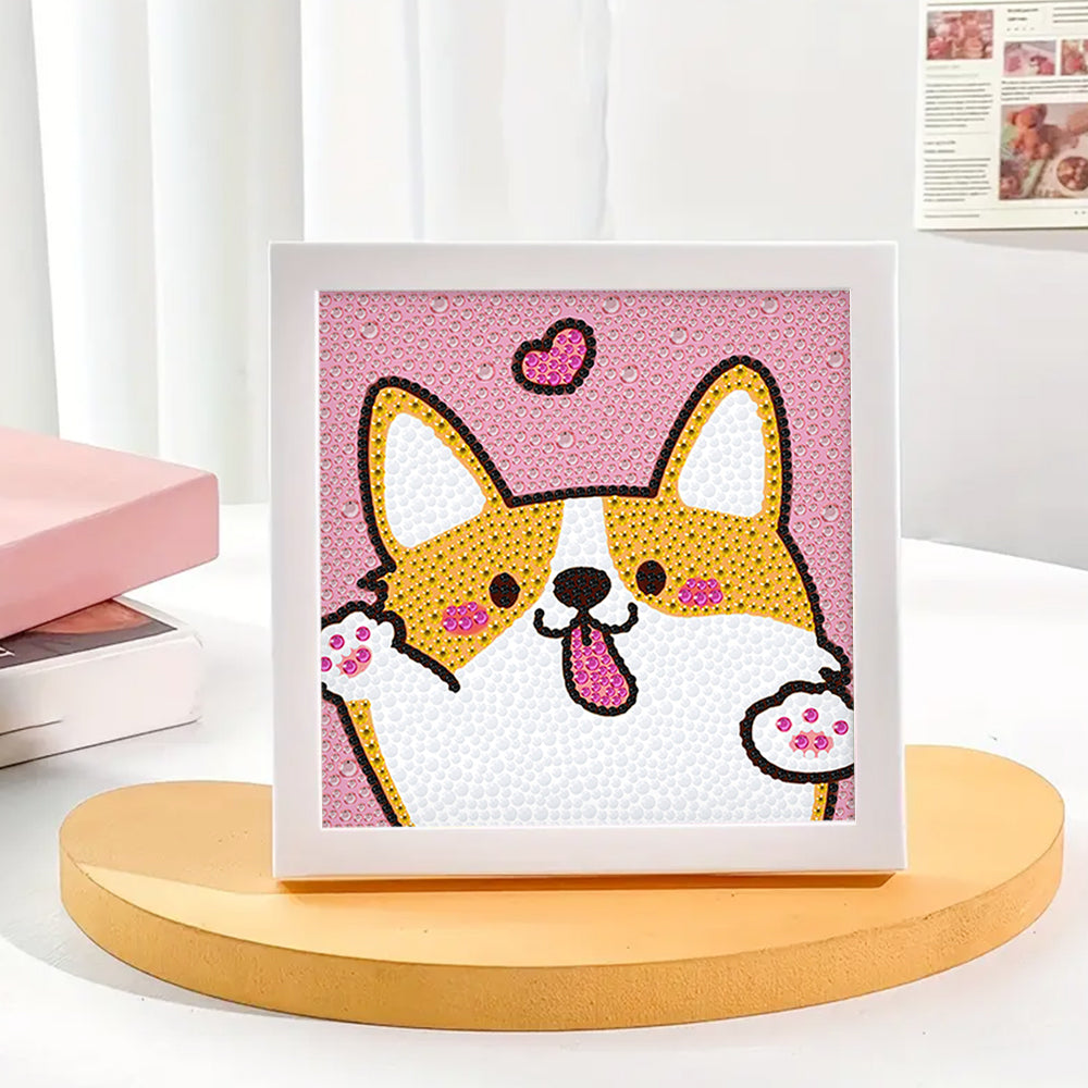 Glücklicher Corgi und kleines Herz Mini-Kristallpünktchen Diamond Painting