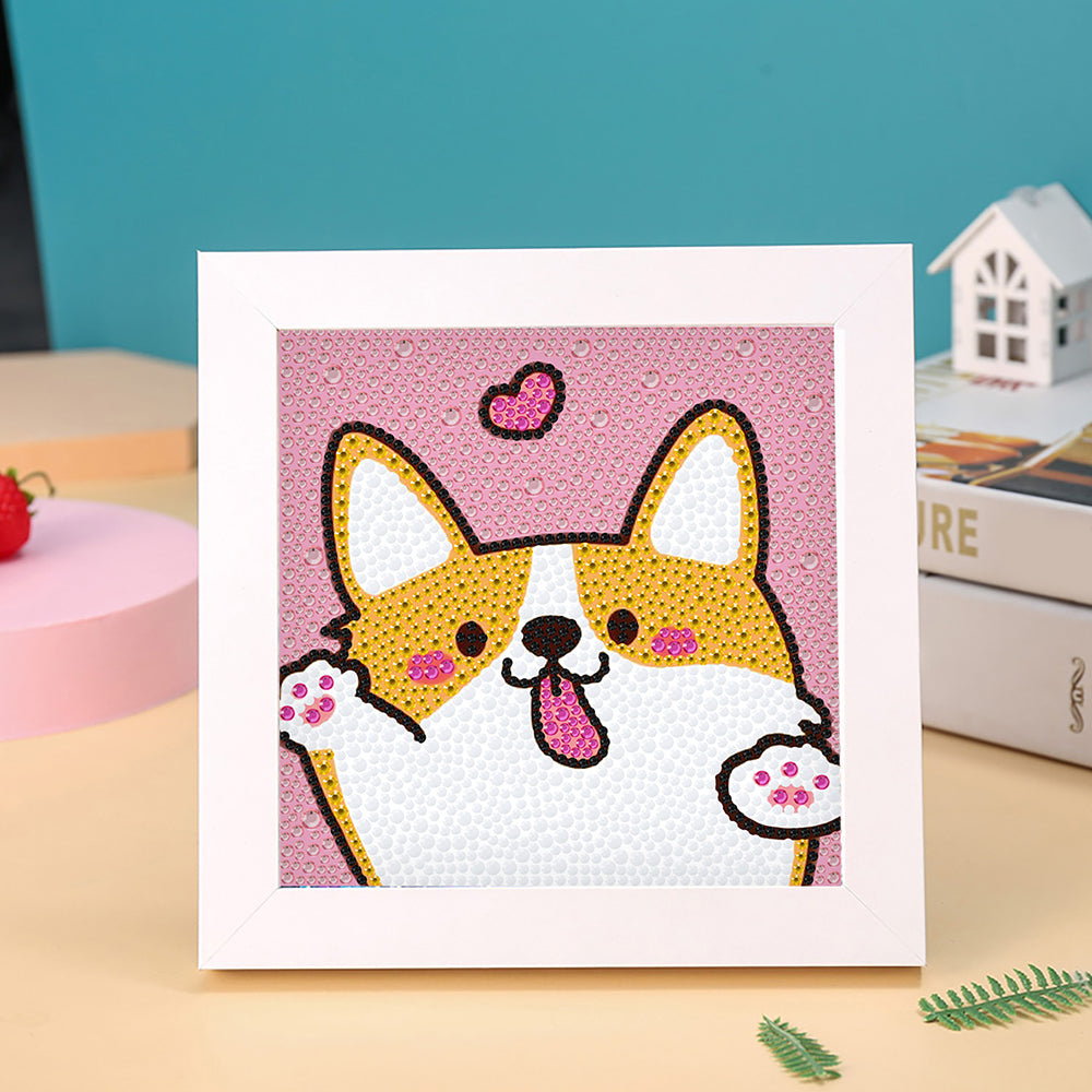 Glücklicher Corgi und kleines Herz Mini-Kristallpünktchen Diamond Painting