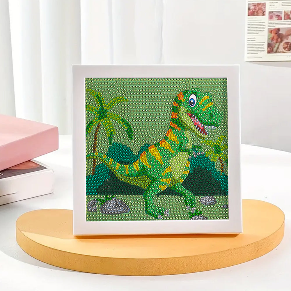 Glücklicher grüner Dinosaurier Mini-Kristallpünktchen Diamond Painting