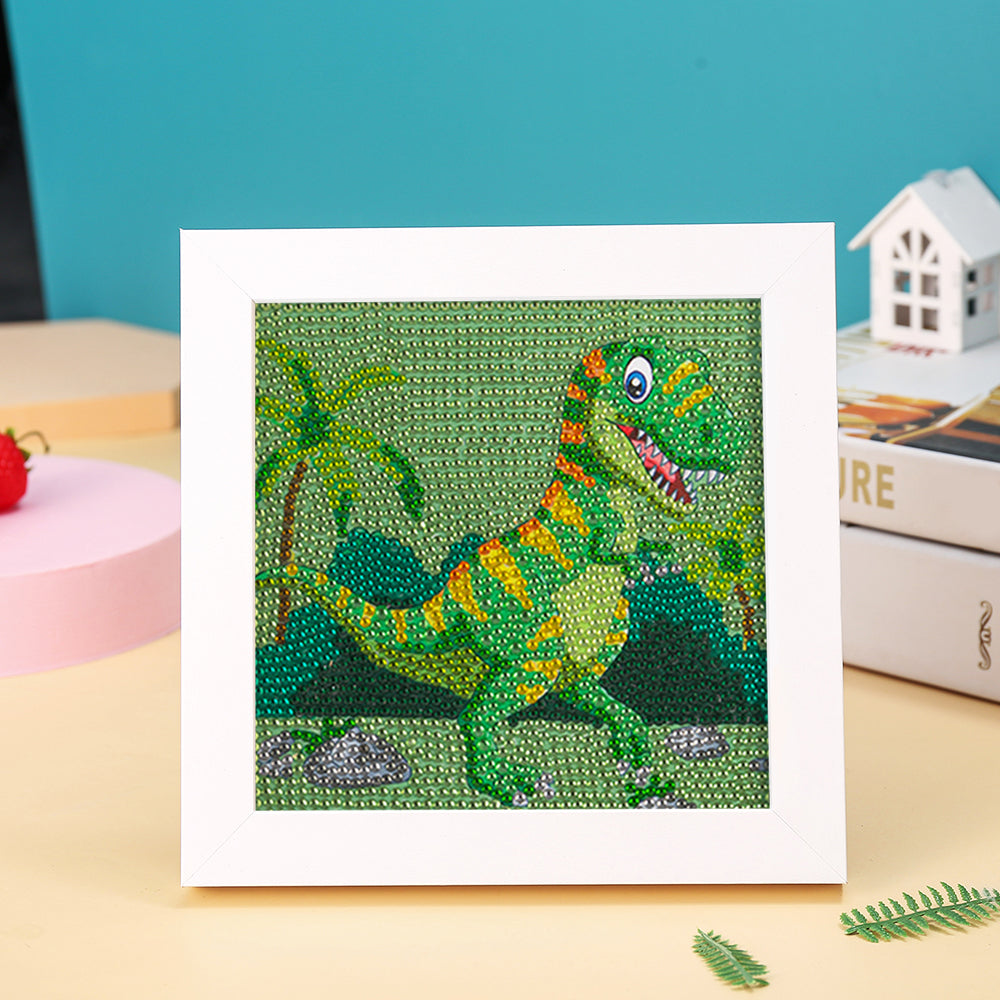 Glücklicher grüner Dinosaurier Mini-Kristallpünktchen Diamond Painting