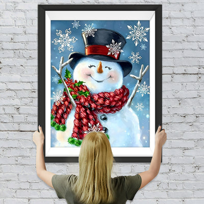 Glücklicher Schneemann mit Schal Diamond Painting