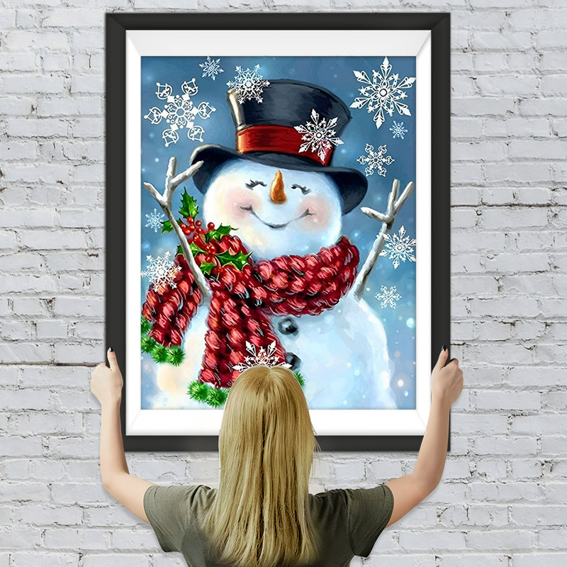 Glücklicher Schneemann mit Schal Diamond Painting