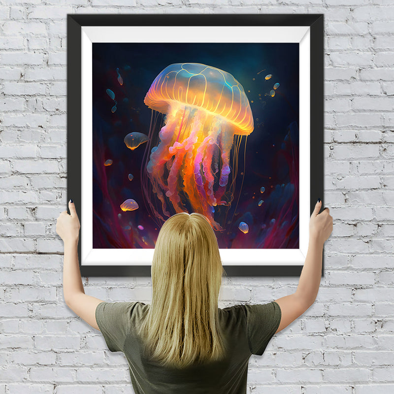 Glühende gelbe Qualle Diamond Painting