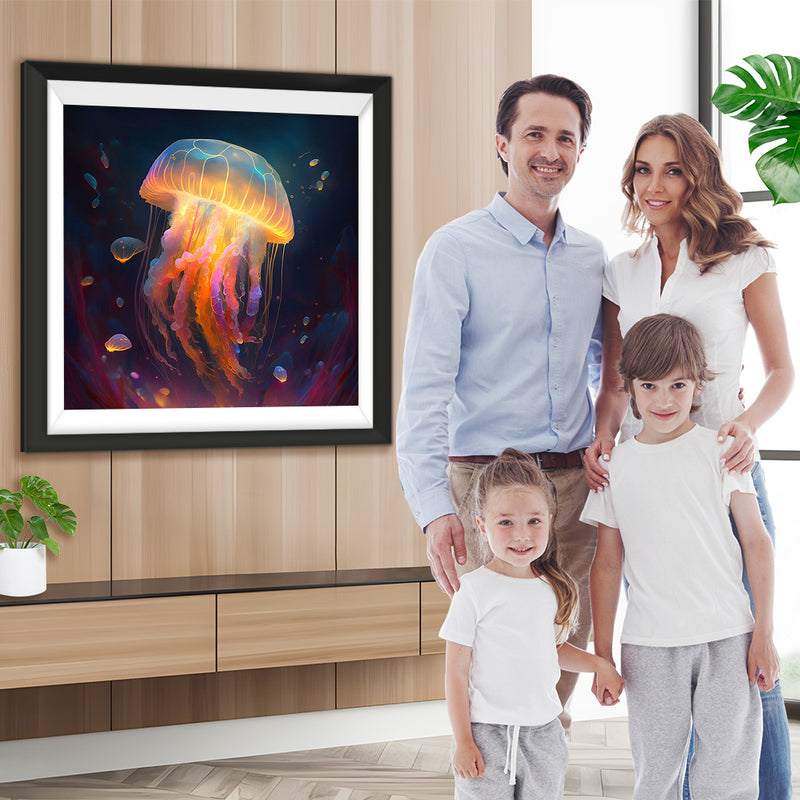 Glühende gelbe Qualle Diamond Painting