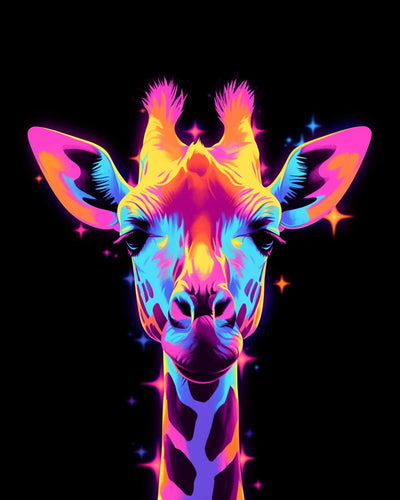 Glühende Giraffe im Dunkeln Diamond Painting