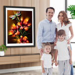 Glühende Lilien und Libelle Diamond Painting