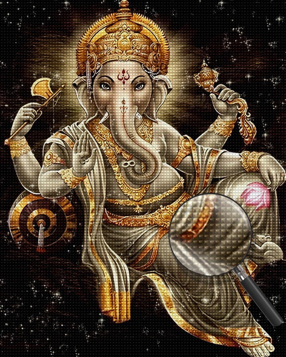 Golden Hinduism Ganesha Diamond Painting