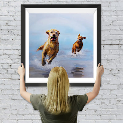 Golden Retriever auf dem Wasser Diamond Painting