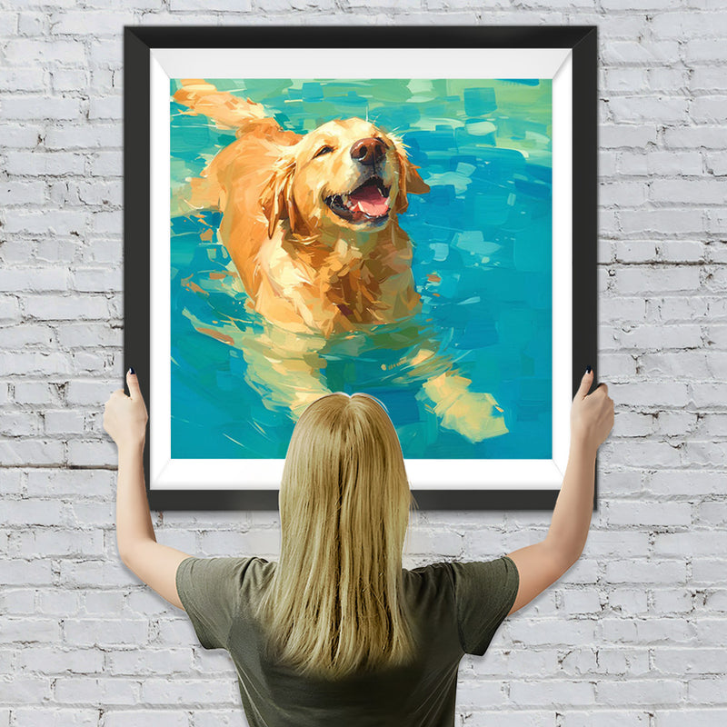 Golden Retriever im Wasser Diamond Painting