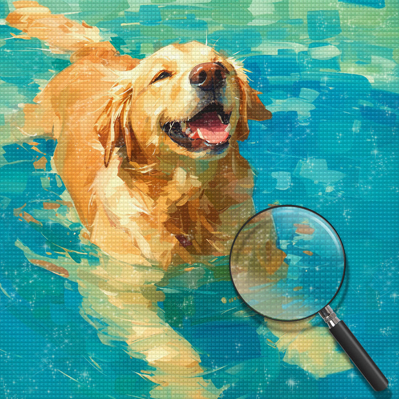 Golden Retriever im Wasser Diamond Painting