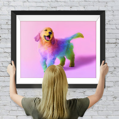 Golden Retriever mit bunter Farbe Diamond Painting