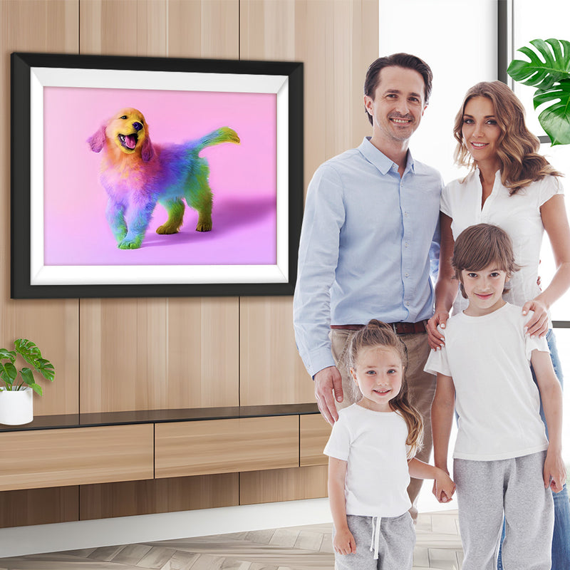 Golden Retriever mit bunter Farbe Diamond Painting