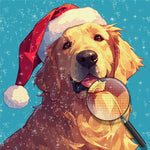 Golden Retriever mit roter Nikolausmütze Diamond Painting