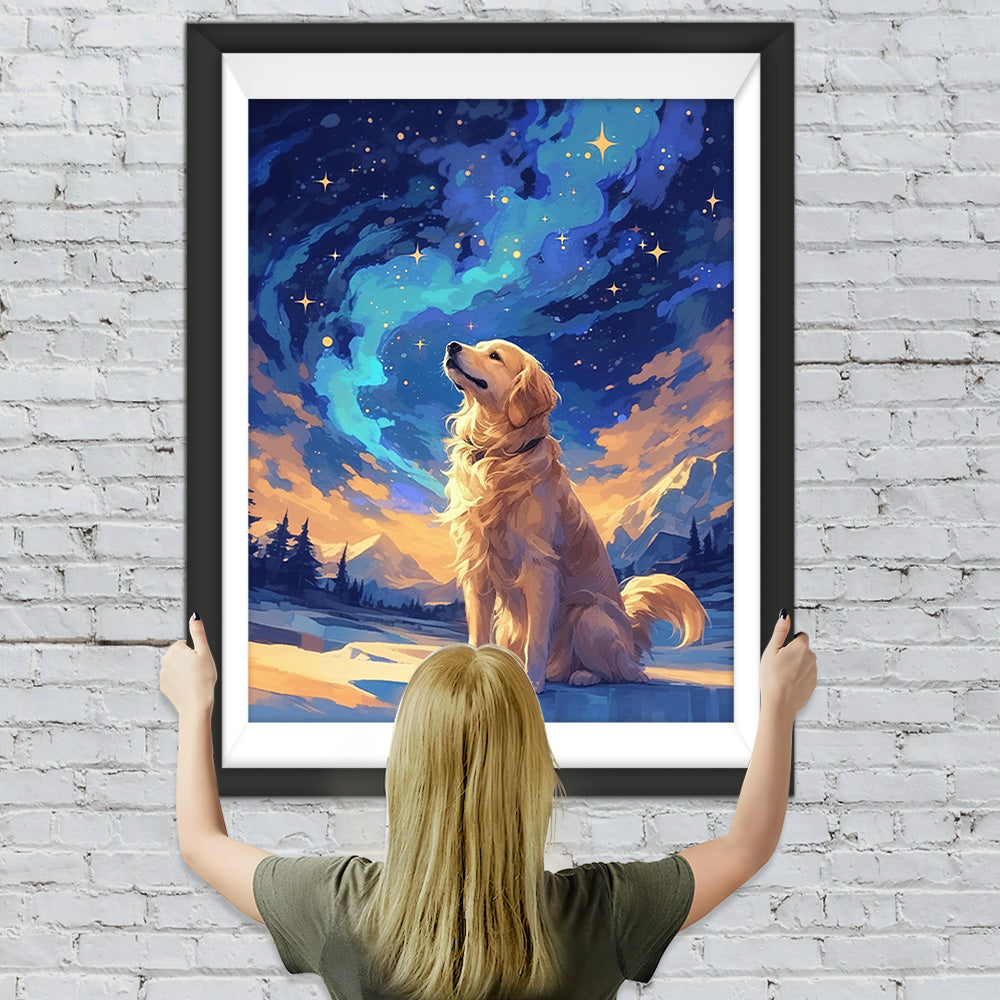 Golden Retriever unter den Sternen Diamond Painting
