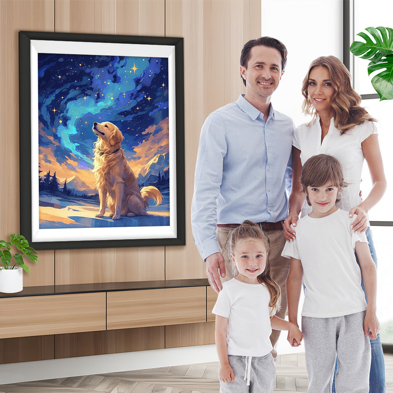 Golden Retriever unter den Sternen Diamond Painting