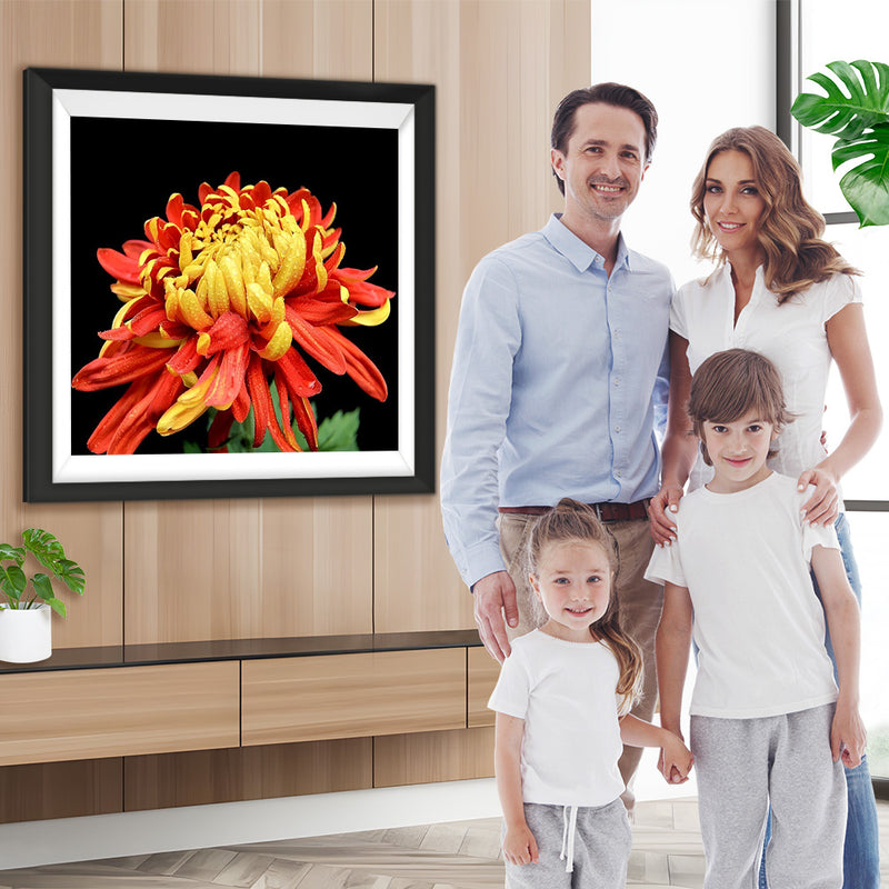 Golden-rote Blume Diamond Painting