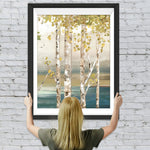 Goldene Birkenbäume Diamond Painting