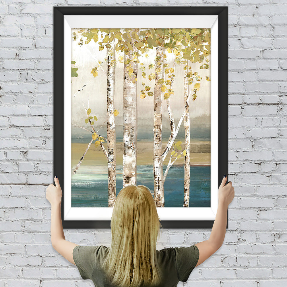 Goldene Birkenbäume Diamond Painting