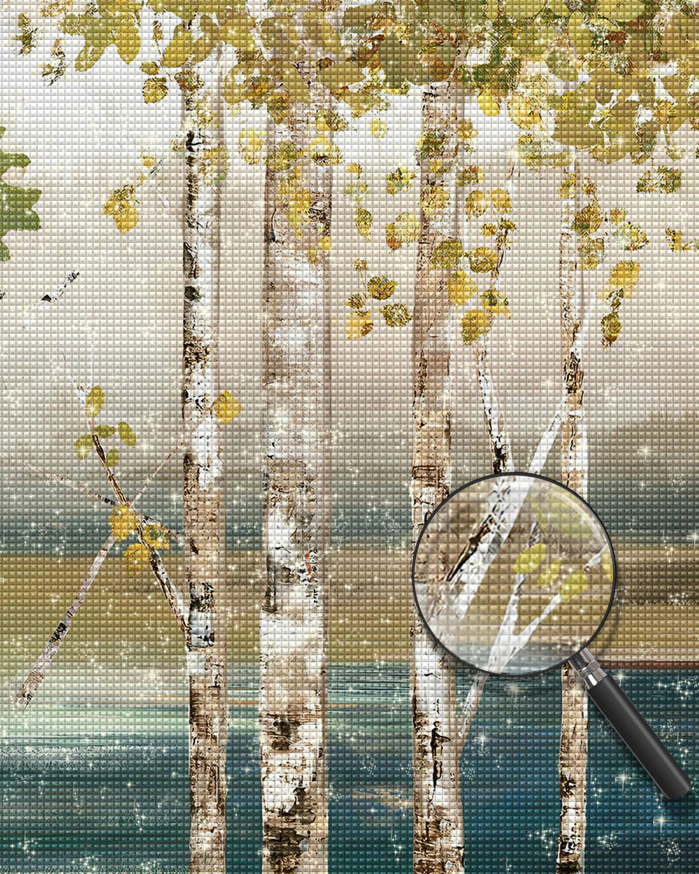 Goldene Birkenbäume Diamond Painting