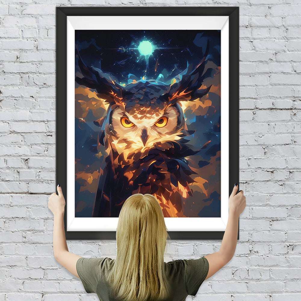 Goldene Eule in den Wolken Diamond Painting