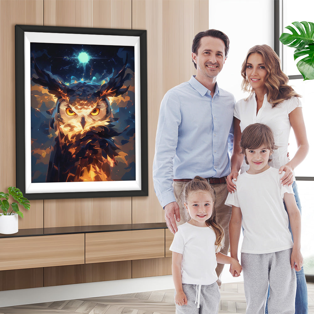 Goldene Eule in den Wolken Diamond Painting