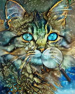 Goldene Katze mit blauen Augen Diamond Painting