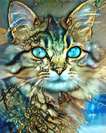 Goldene Katze mit blauen Augen Diamond Painting