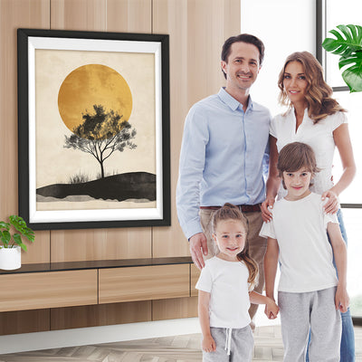Goldene Sonne und einsamer Baum Diamond Painting