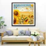Goldene Sonnenblumen auf dem Feld Diamond Painting