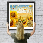 Goldene Sonnenblumen auf dem Feld Diamond Painting