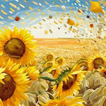 Goldene Sonnenblumen auf dem Feld Diamond Painting