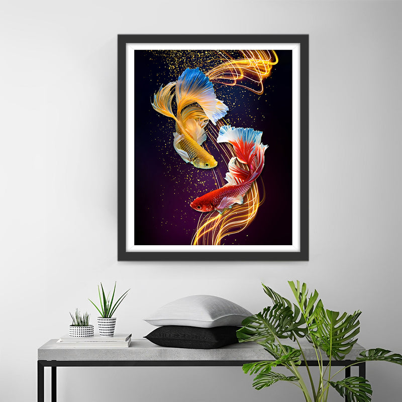 Goldene und rote Bettas Diamond Painting