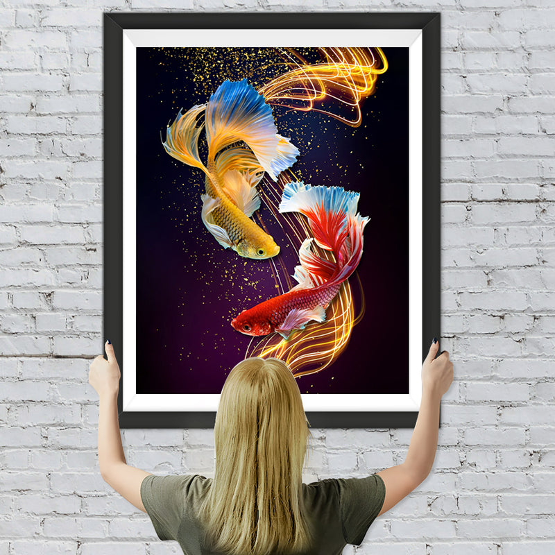 Goldene und rote Bettas Diamond Painting