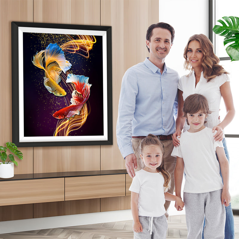 Goldene und rote Bettas Diamond Painting