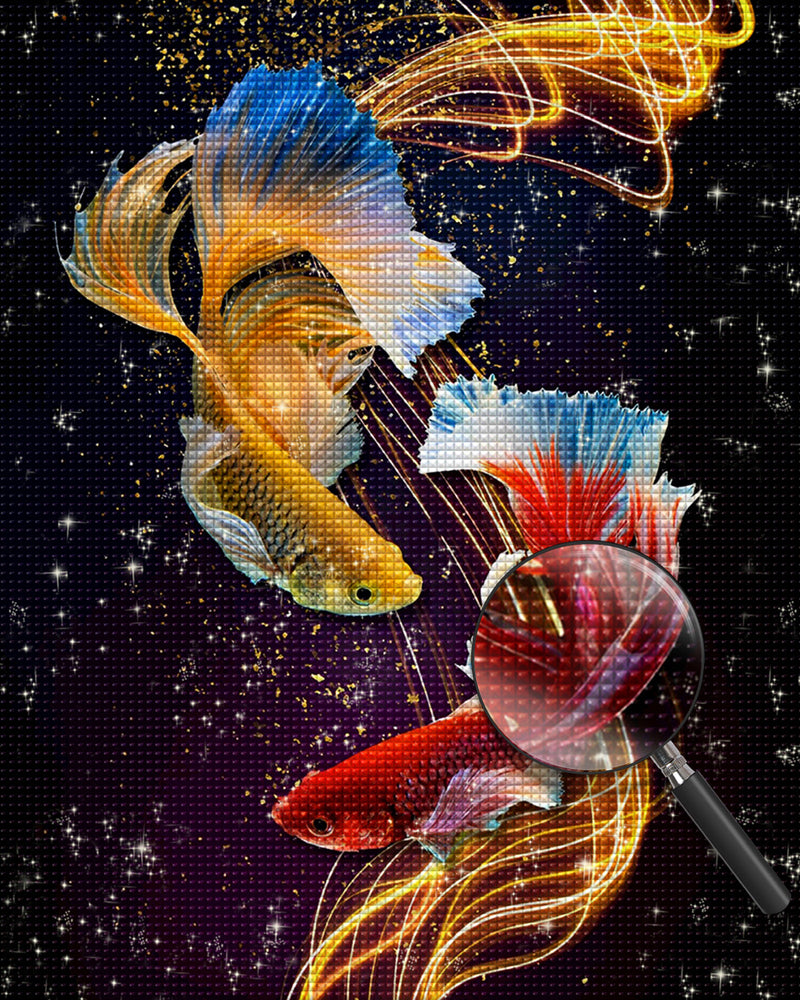 Goldene und rote Bettas Diamond Painting