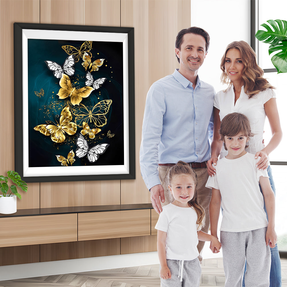 Goldene und weiße Schmetterlinge Diamond Painting