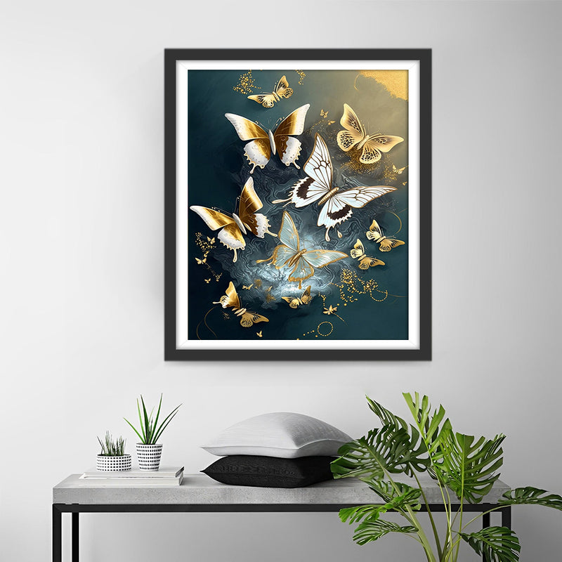 Goldene und weiße Schmetterlinge Diamond Painting