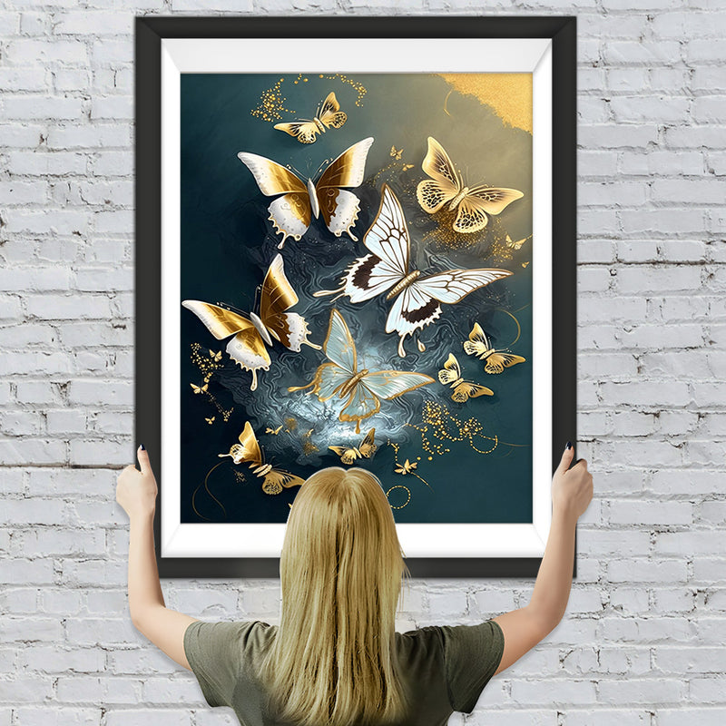 Goldene und weiße Schmetterlinge Diamond Painting