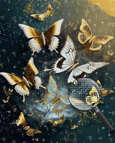 Goldene und weiße Schmetterlinge Diamond Painting