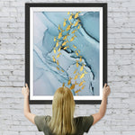 Goldener Fisch in blauem Wasser Diamond Painting