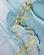 Goldener Fisch in blauem Wasser Diamond Painting