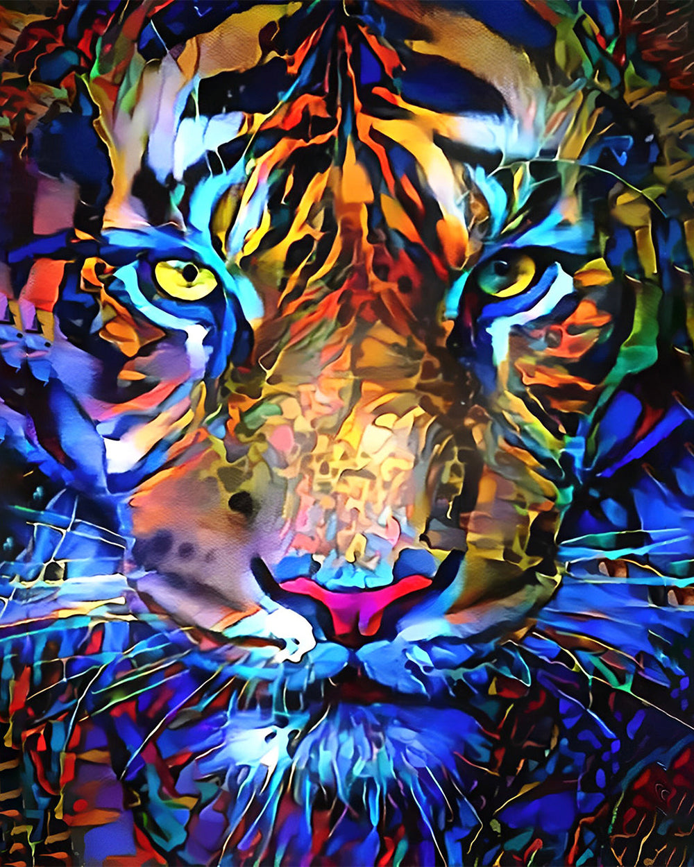 Goldener und Blauer Tiger Diamond Painting