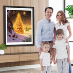 Goldener Weihnachtsbaum und Kaninchen Diamond Painting