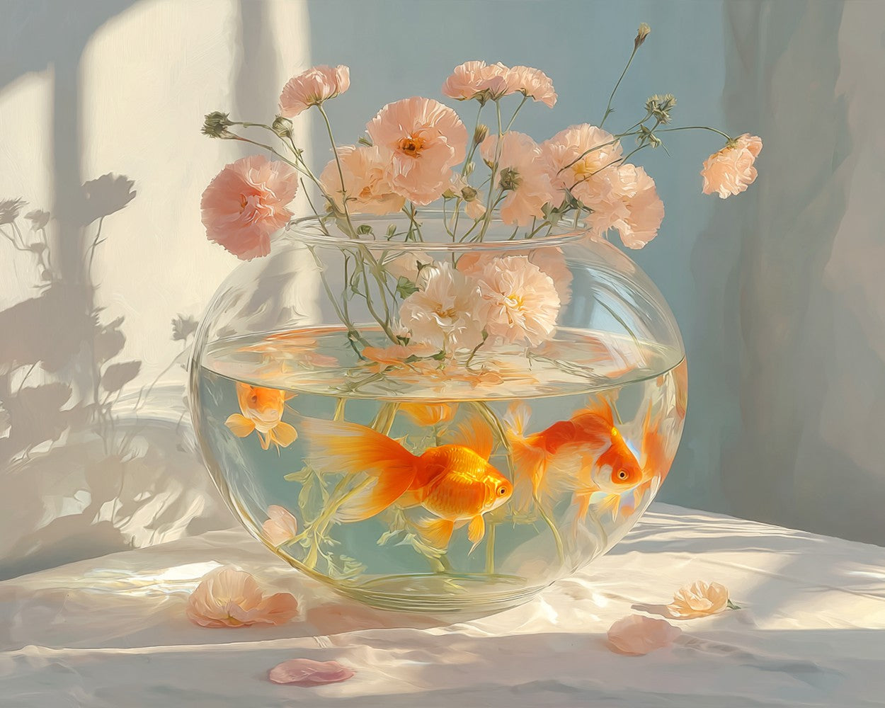 Goldfisch in einem Glas-Aquarium Diamond Painting