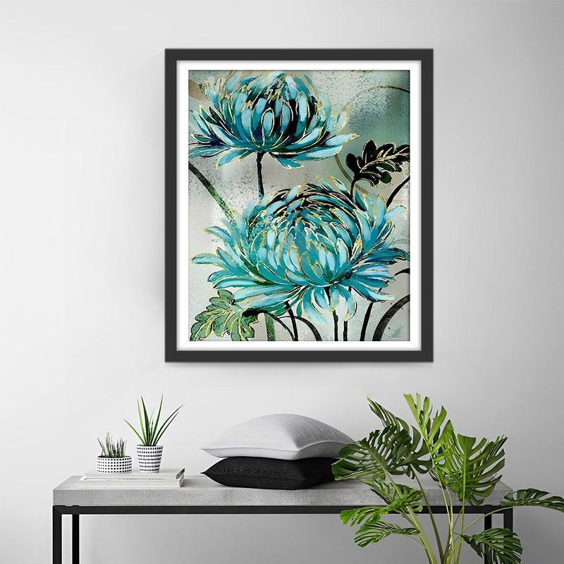 Goldgrüne Chrysantheme Diamond Painting